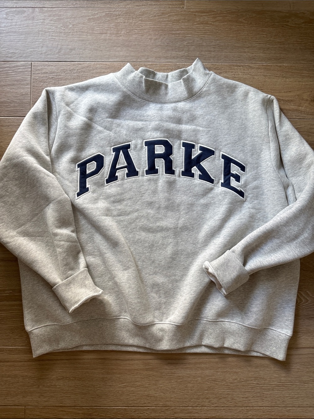 Parke Gray Crewneck Sweatshirt with Navy Lettering